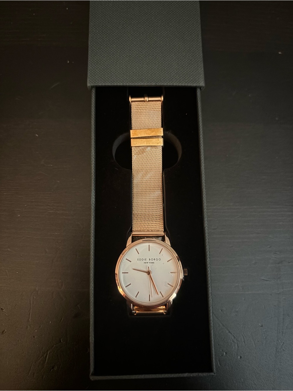 Eddie Borgo Rose Gold Mesh Strap Watch with White Dial